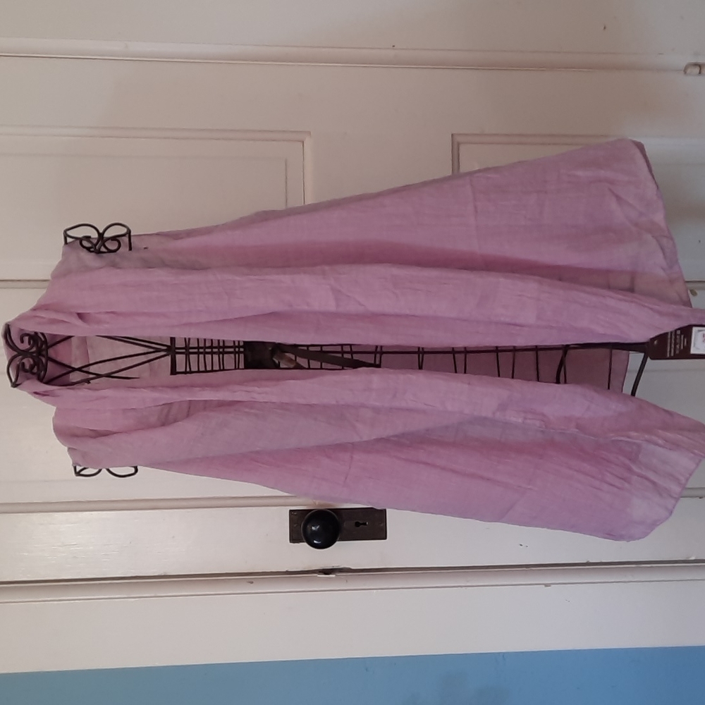 Beautiful Lightweight Linen Shawl Vest Flowy Modern Boho Chic Tunic Lavender NWT